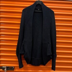 Navy Cotton Cape- Knit Cardigan